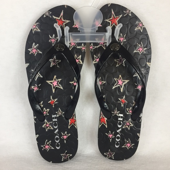 Coach Shoes - Coach | Abbigail Flip Flops | Black Stars sz 8